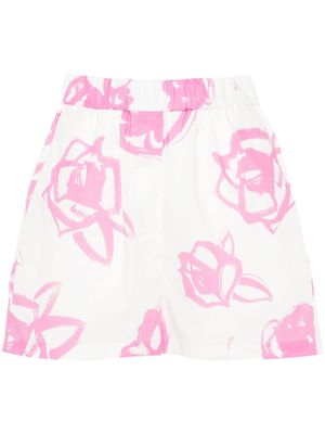 MSGM abstract-print cotton shorts - Pink