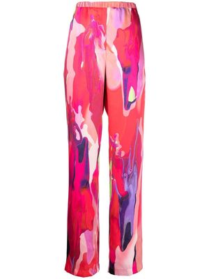MSGM abstract-print wide-leg trousers - Pink