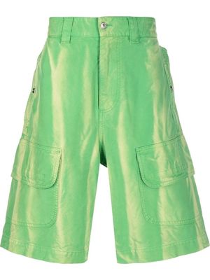 MSGM abstract-stripe cargo shorts - Green