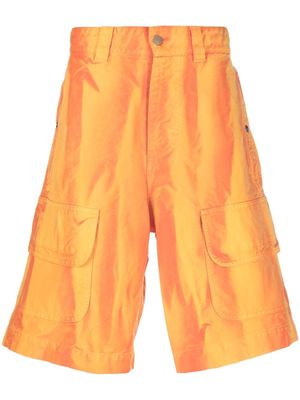 MSGM abstract-stripe cargo shorts - Orange