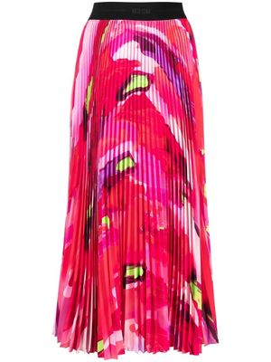 MSGM all-over graphic-print pleated skirt - Pink