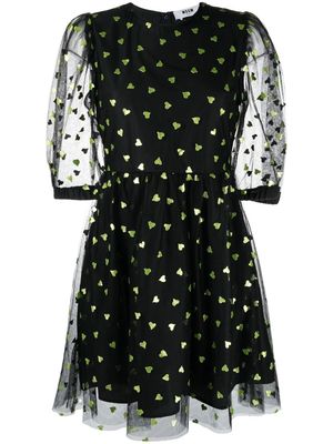 MSGM all-over heart-print dress - Black