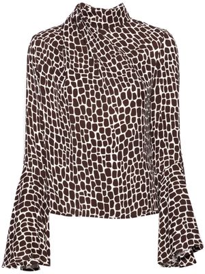 MSGM animal-print crepe blouse - Brown