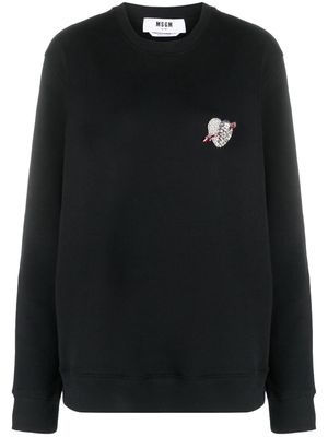 MSGM appliqué-detail jersey cotton jumper - Black