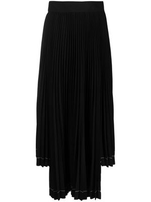 MSGM asymmetric-hem pleated maxi skirt - Black