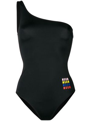 MSGM asymmetric logo swimsuit - Black