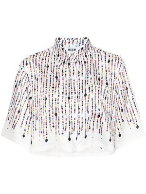 MSGM bead-print cropped shirt - White