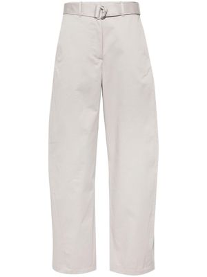 MSGM belted tapered cotton trousers - Grey