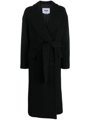 MSGM belted-waist midi coat - Black