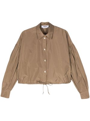 MSGM bishop-sleeve taffeta shirt - Neutrals