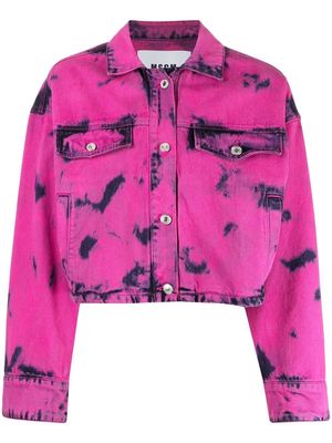 MSGM bleached-effect denim jacket - Purple