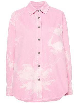 MSGM bleached-effect denim shirt - Pink