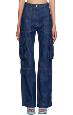 MSGM Blue Solid Cargo Jeans