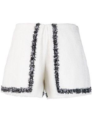 MSGM bouclé frayed mini shorts - White