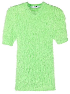 MSGM bouclé short-sleeve jumper - Green