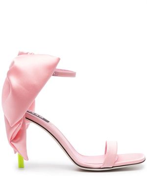 MSGM bow-detail 105mm leather sandals - Pink