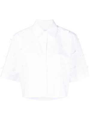 MSGM bow-detail cotton cropped shirt - White