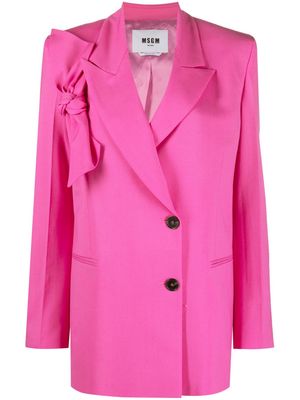 MSGM bow-detail double-breasted blazer - Pink