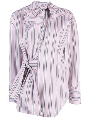 MSGM bow-detail striped shirt - Pink