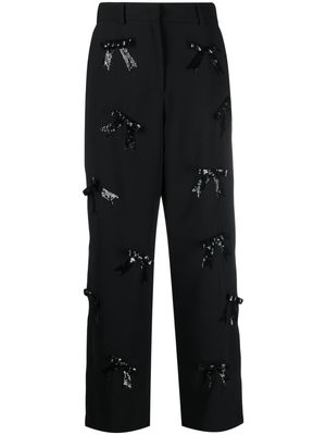 MSGM bow-detail wide-leg trousers - Black