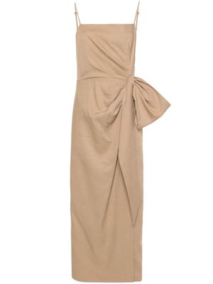 MSGM bow-embellished midi dress - Brown