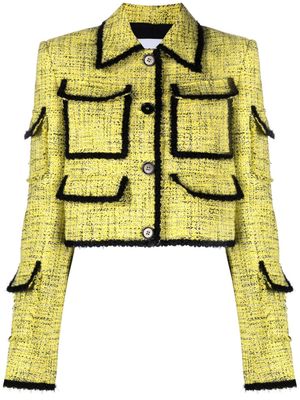 MSGM braided-trim tweed jacket - Yellow