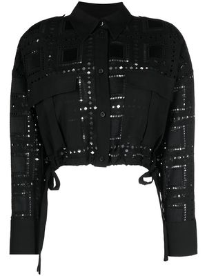 MSGM broderie-anglaise cropped shirt - Black