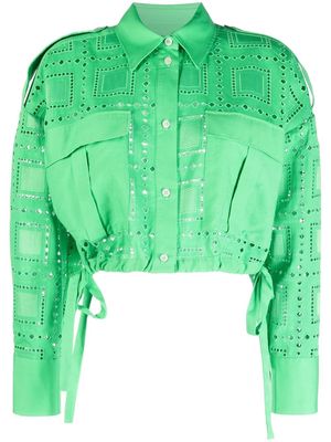MSGM broderie-anglaise cropped shirt - Green
