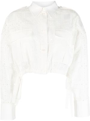 MSGM broderie-anglaise cropped shirt - White