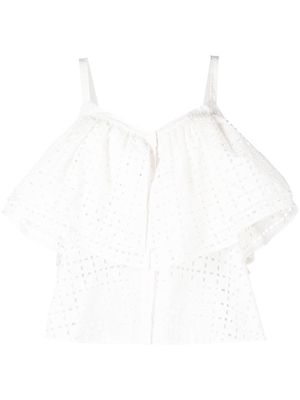 MSGM broderie-anglaise ruffled blouse - White