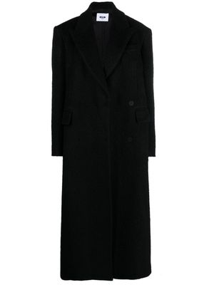 MSGM brushed-effect double-breasted coat - Black