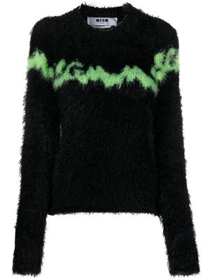 MSGM brushed logo-intarsia jumper - Black