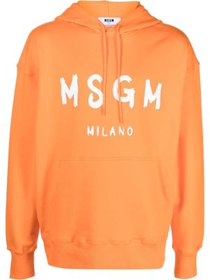 MSGM brushed logo-print hoodie - Orange