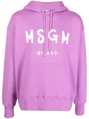 MSGM brushed logo-print hoodie - Purple