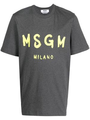 MSGM brushed logo-print T-shirt - Grey