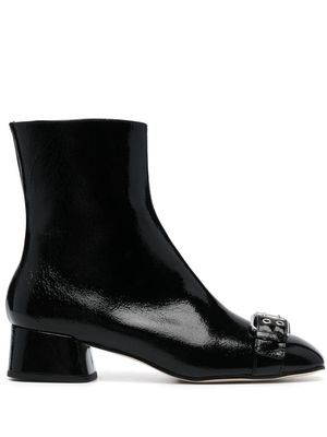 MSGM buckle-detail patent-finish boots - Black