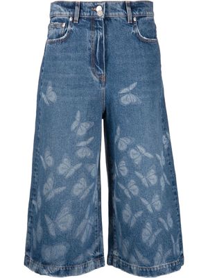 MSGM butterfly-detail culotte jeans - Blue