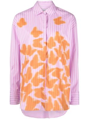 MSGM butterfly-print button-up shirt - Pink