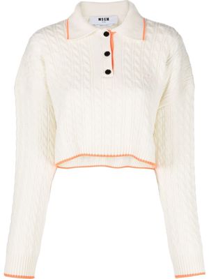 MSGM cable knit polo shirt - White