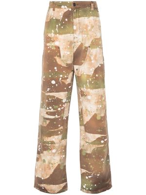 MSGM camouflage-print canvas trousers - Brown