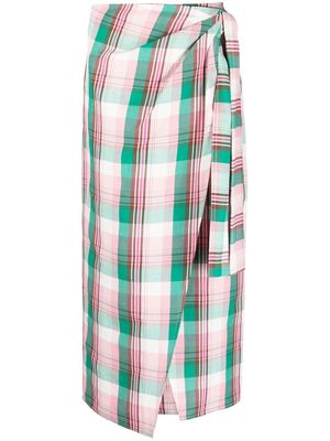 MSGM check-pattern midi skirt - Green
