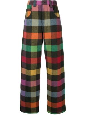 MSGM check-pattern straight-leg trousers - Green