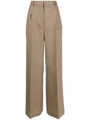 MSGM check-pattern wool palazzo pants - Brown
