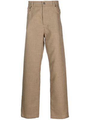 MSGM checkered mid-rise straight-leg trousers - Brown
