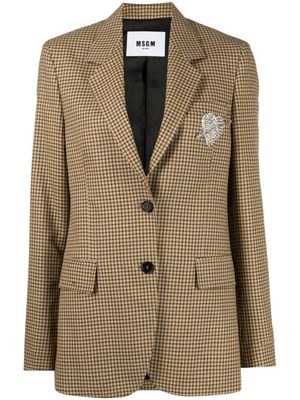 MSGM checkered-pattern wool blazer - Brown