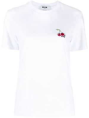 MSGM cherry-embroidered cotton T-shirt - White