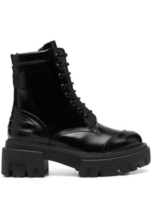 MSGM chunky-sole leather laced boots - Black