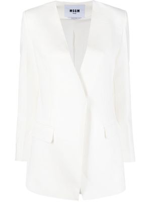 MSGM collarless tailored blazer - White
