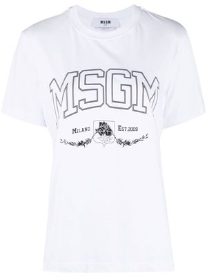 MSGM College logo-print crew-neck T-shirt - White