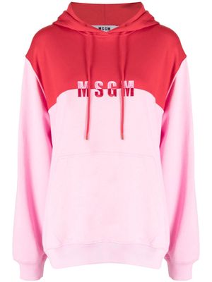 MSGM colour-block panelled cotton hoodie - Pink
